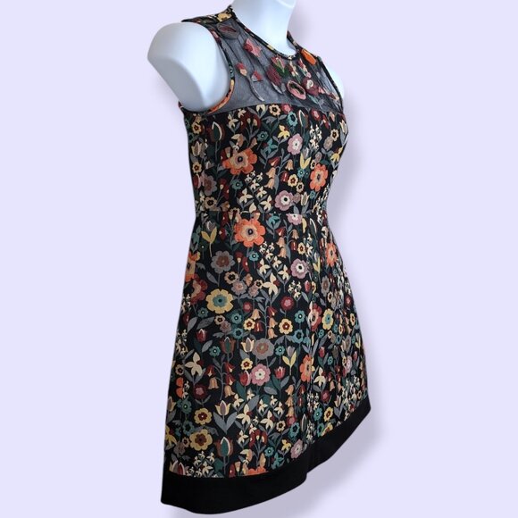 Red Valentino Embroidered Floral A-Line Dress - Picture 2 of 6